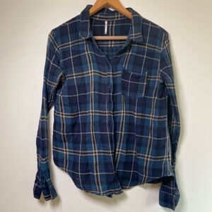 FREE PEOPLE Gauze Flannel Plaid Shirt